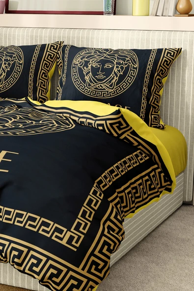 Marka Nevresim Takımı Çift Kişilik Pamuklu Saten Kumaş 6 Parça 3D Dijital Baskı Duvet Cover Set Model No:98 - 6