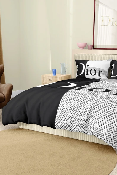 Marka Nevresim Takımı Çift Kişilik Pamuklu Saten Kumaş 6 Parça 3D Dijital Baskı Duvet Cover Set Model No:45 - 7