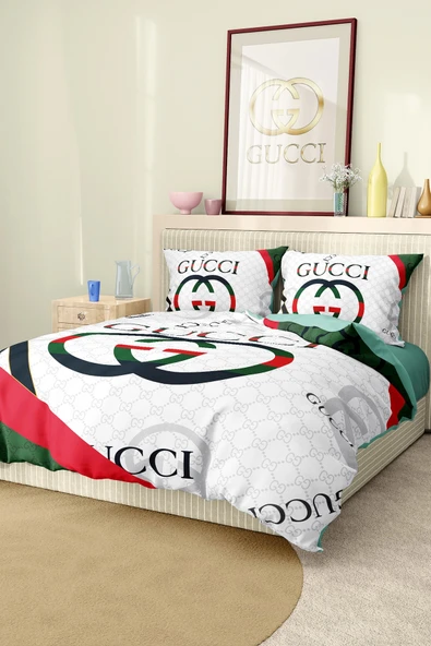 Marka Nevresim Takımı Çift Kişilik Pamuklu Saten Kumaş 6 Parça 3D Dijital Baskı Duvet Cover Set Model No:53