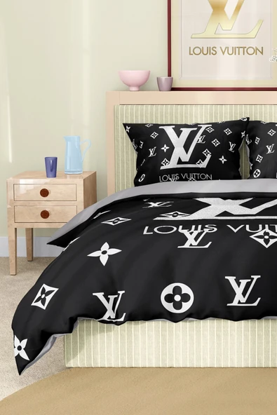 Nevresim Takımı Çift Kişilik Pamuklu Saten Kumaş 6 Parça 3D Dijital Baskı Duvet Cover Set Model No:71 - 5