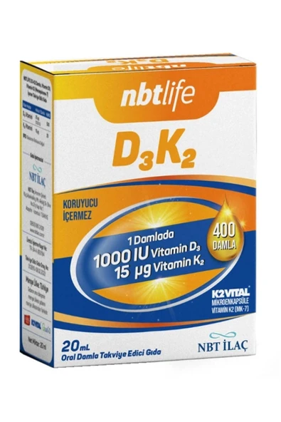 Nbt Life Vitamin D3k2 20 ml Oral Damla