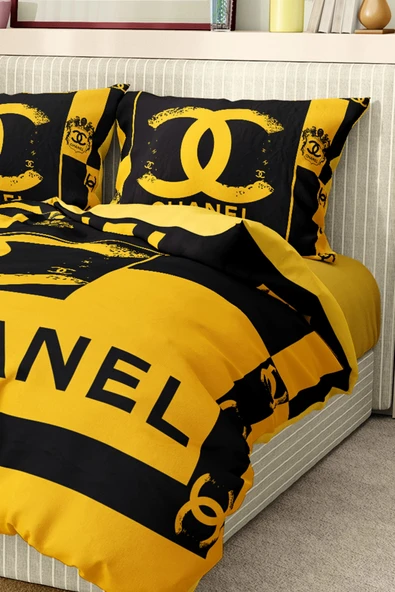 Marka Nevresim Takımı Çift Kişilik Pamuklu Saten Kumaş 6 Parça 3D Dijital Baskı Duvet Cover Set Model No:25 - 3