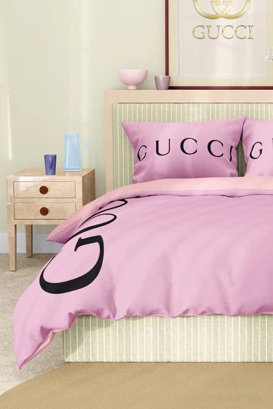 Nevresim Takımı Çift Kişilik Pamuklu Saten Kumaş 6 Parça 3D Dijital Baskı Duvet Cover Set Model No:50 - 6