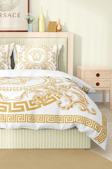 Nevresim Takımı Çift Kişilik Pamuklu Saten Kumaş 6 Parça 3D Dijital Baskı Duvet Cover Set Model No:113 - 3