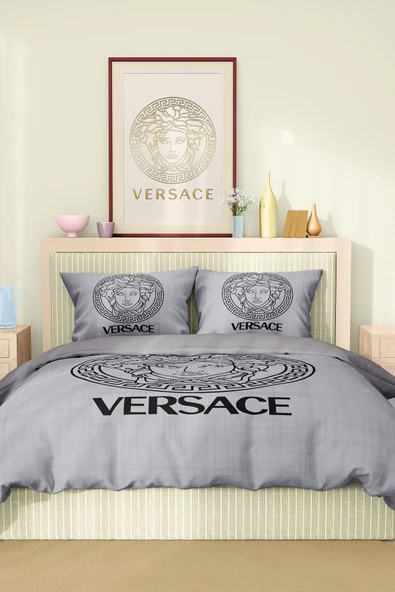 Nevresim Takımı Çift Kişilik Pamuklu Saten Kumaş 6 Parça 3D Dijital Baskı Duvet Cover Set Model No:107 - 2