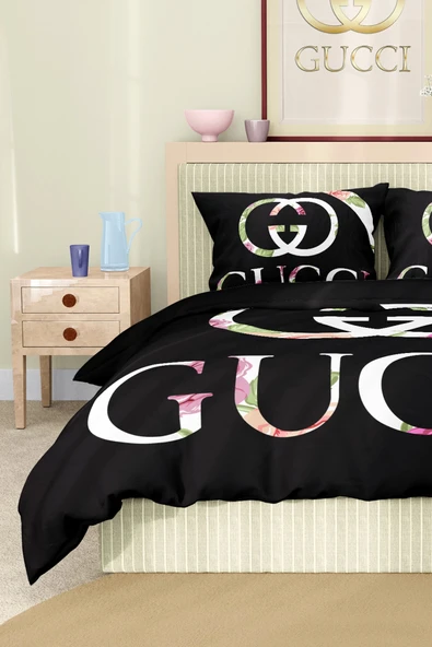 Marka Nevresim Takımı Çift Kişilik Pamuklu Saten Kumaş 6 Parça 3D Dijital Baskı Duvet Cover Set Model No:54 - 6