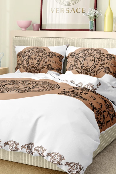Marka Nevresim Takımı Çift Kişilik Pamuklu Saten Kumaş 6 Parça 3D Dijital Baskı Duvet Cover Set Model No:120 - 4