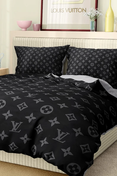 Nevresim Takımı Çift Kişilik Pamuklu Saten Kumaş 6 Parça 3D Dijital Baskı Duvet Cover Set Model No:72 - 4