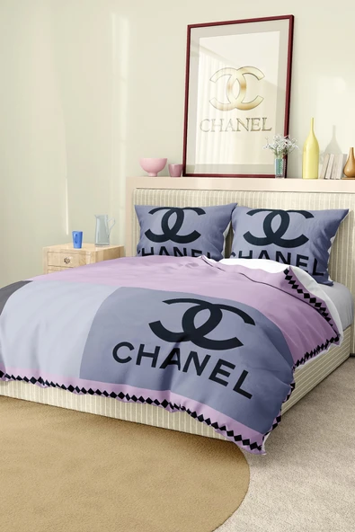 Marka Nevresim Takımı Çift Kişilik Pamuklu Saten Kumaş 6 Parça 3D Dijital Baskı Duvet Cover Set Model No:26
