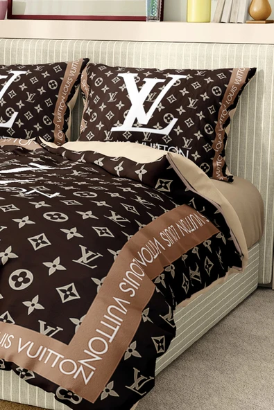 Nevresim Takımı Çift Kişilik Pamuklu Saten Kumaş 6 Parça 3D Dijital Baskı Duvet Cover Set Model No:74 - 3