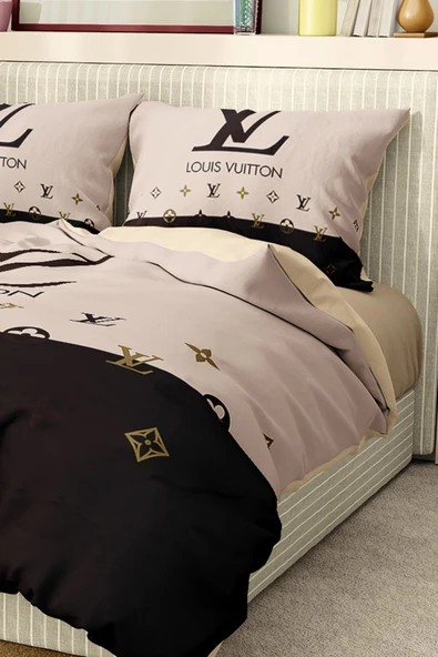 Nevresim Takımı Çift Kişilik Pamuklu Saten Kumaş 6 Parça 3D Dijital Baskı Duvet Cover Set Model No:75 - 3