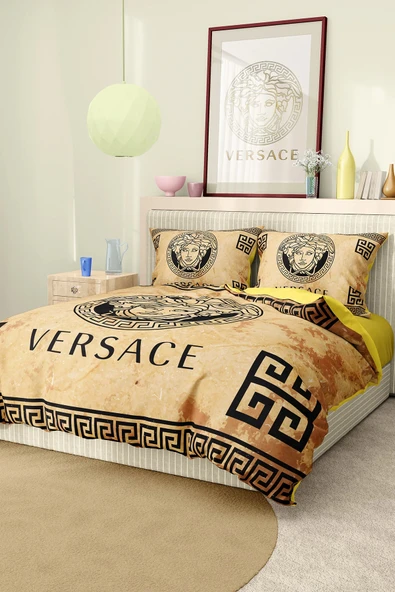 Marka Nevresim Takımı Çift Kişilik Pamuklu Saten Kumaş 6 Parça 3D Dijital Baskı Duvet Cover Set Model No:88