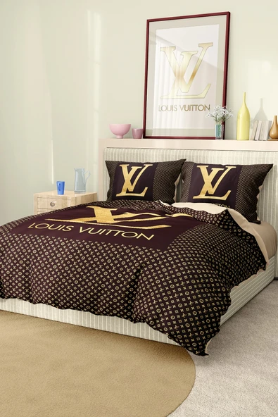 Nevresim Takımı Çift Kişilik Pamuklu Saten Kumaş 6 Parça 3D Dijital Baskı Duvet Cover Set Model No:76