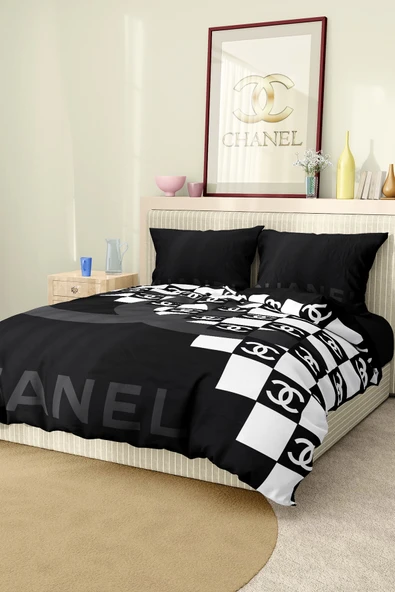Marka Nevresim Takımı Çift Kişilik Pamuklu Saten Kumaş 6 Parça 3D Dijital Baskı Duvet Cover Set Model No:39