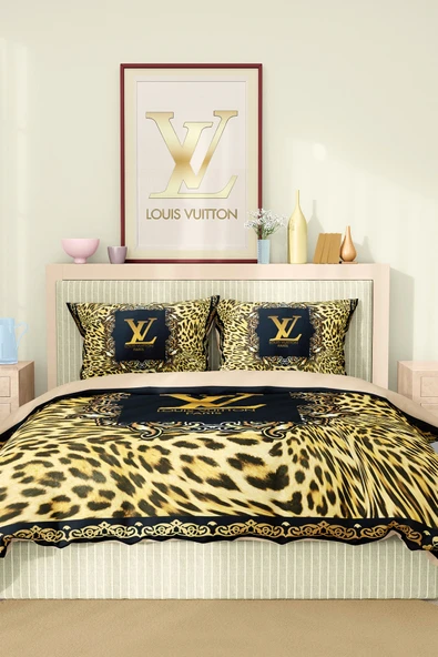 Marka Nevresim Takımı Çift Kişilik Pamuklu Saten Kumaş 6 Parça 3D Dijital Baskı Duvet Cover Set Model No:78 - 2
