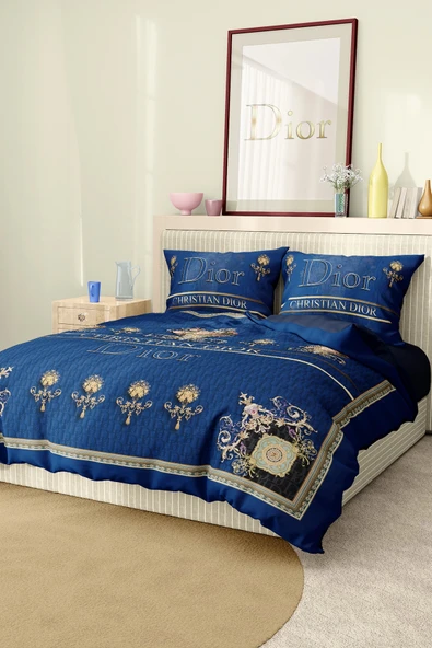 Marka Nevresim Takımı Çift Kişilik Pamuklu Saten Kumaş 6 Parça 3D Dijital Baskı Duvet Cover Set Model No:43