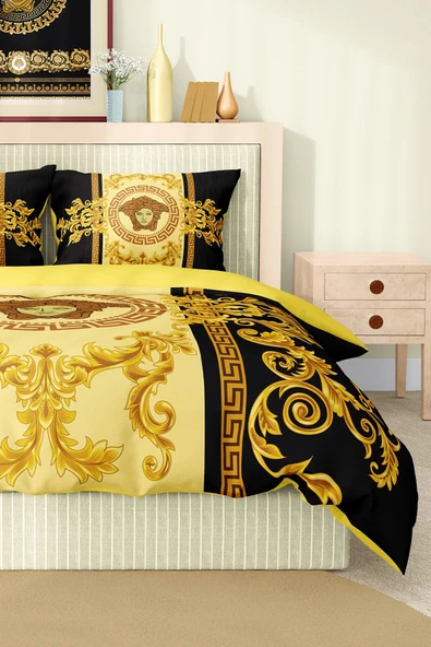 Nevresim Takımı Çift Kişilik Pamuklu Saten Kumaş 6 Parça 3D Dijital Baskı Duvet Cover Set Model No:94 - 3