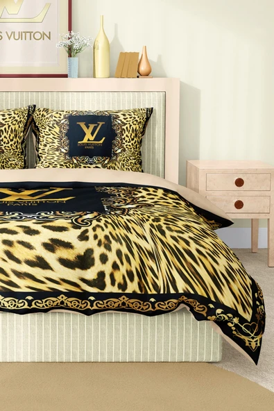 Marka Nevresim Takımı Çift Kişilik Pamuklu Saten Kumaş 6 Parça 3D Dijital Baskı Duvet Cover Set Model No:78 - 4