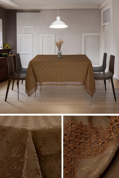 Louis Vuitton Masa Örtüsü 160*220 Cm "BRODE GÜPÜRLÜ" KDK İplik Özel Jakar Dokuma Dertsiz Leke Tutmaz Özel Kutulu