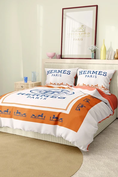 Nevresim Takımı Çift Kişilik Pamuklu Saten Kumaş 6 Parça 3D Dijital Baskı Duvet Cover Set Model No:65 ürün görseli 1