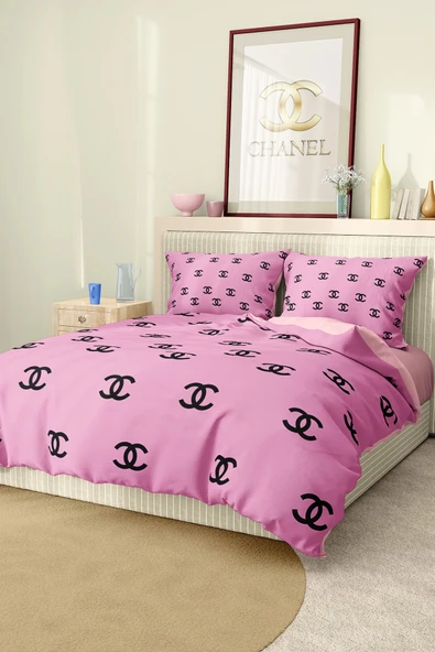Marka Nevresim Takımı Çift Kişilik Pamuklu Saten Kumaş 6 Parça 3D Dijital Baskı Duvet Cover Set Model No:22