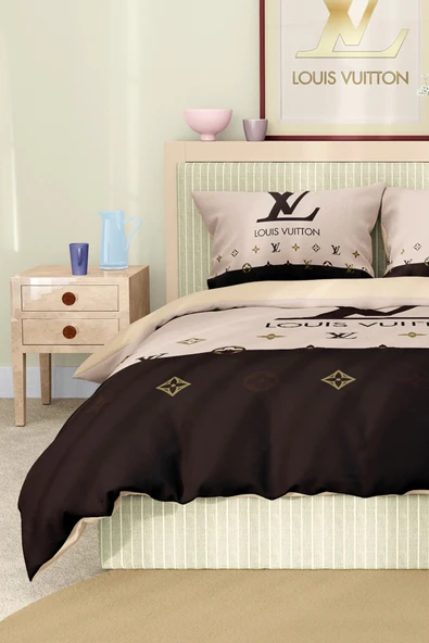 Marka Nevresim Takımı Çift Kişilik Pamuklu Saten Kumaş 6 Parça 3D Dijital Baskı Duvet Cover Set Model No:75 - 5