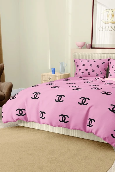 Marka Nevresim Takımı Çift Kişilik Pamuklu Saten Kumaş 6 Parça 3D Dijital Baskı Duvet Cover Set Model No:22 - 5