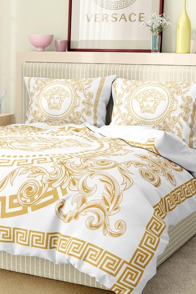 Nevresim Takımı Çift Kişilik Pamuklu Saten Kumaş 6 Parça 3D Dijital Baskı Duvet Cover Set Model No:113 - 6