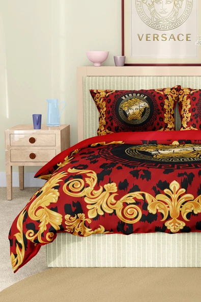 Marka Nevresim Takımı Çift Kişilik Pamuklu Saten Kumaş 6 Parça 3D Dijital Baskı Duvet Cover Set Model No:115 - 4