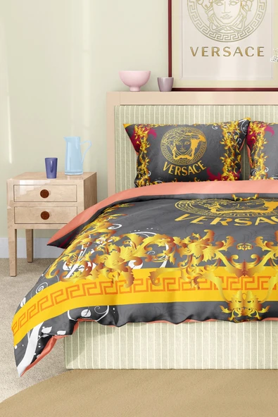 Marka Nevresim Takımı Çift Kişilik Pamuklu Saten Kumaş 6 Parça 3D Dijital Baskı Duvet Cover Set Model No:117 - 3