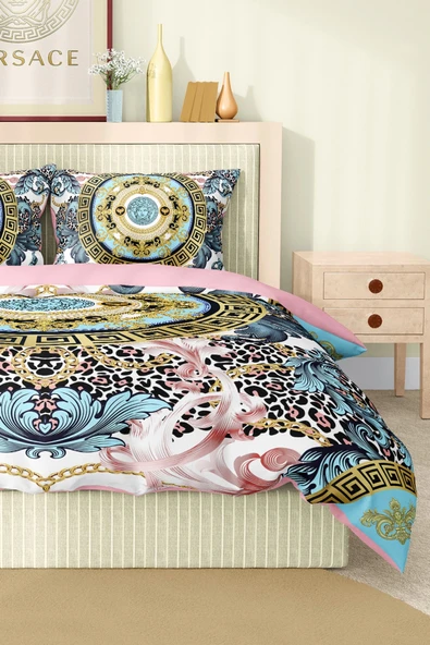 Marka Nevresim Takımı Çift Kişilik Pamuklu Saten Kumaş 6 Parça 3D Dijital Baskı Duvet Cover Set Model No:116 - 3