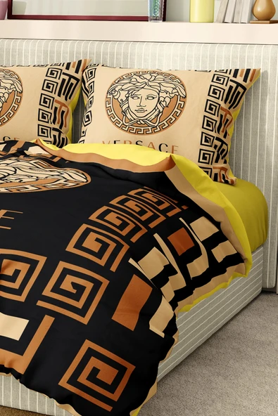 Marka Nevresim Takımı Çift Kişilik Pamuklu Saten Kumaş 6 Parça 3D Dijital Baskı Duvet Cover Set Model No:100 - 7