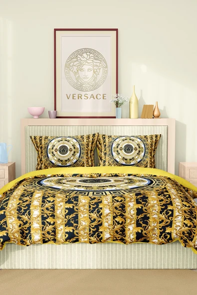 Marka Nevresim Takımı Çift Kişilik Pamuklu Saten Kumaş 6 Parça 3D Dijital Baskı Duvet Cover Set Model No:90 - 2