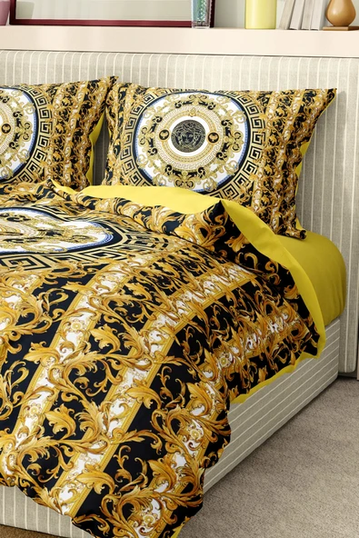 Marka Nevresim Takımı Çift Kişilik Pamuklu Saten Kumaş 6 Parça 3D Dijital Baskı Duvet Cover Set Model No:90 - 6