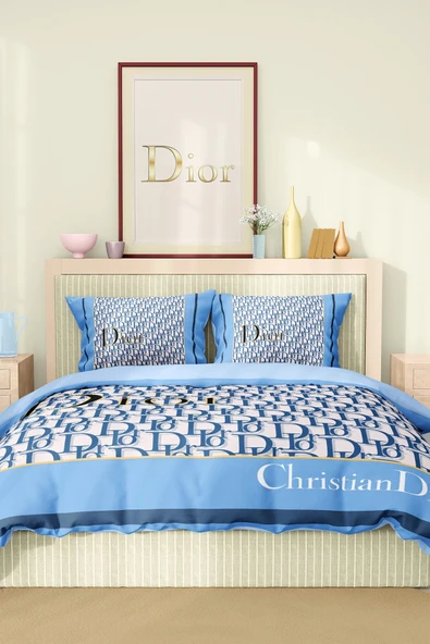 Marka Nevresim Takımı Çift Kişilik Pamuklu Saten Kumaş 6 Parça 3D Dijital Baskı Duvet Cover Set Model No:40 - 2