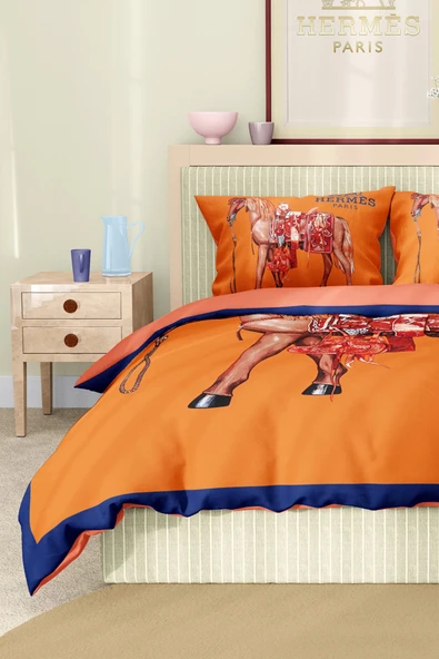 Nevresim Takımı Çift Kişilik Pamuklu Saten Kumaş 6 Parça 3D Dijital Baskı Duvet Cover Set Model No:61 - 7