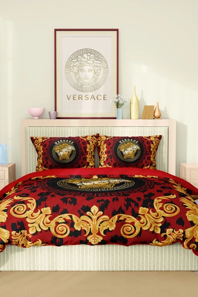 Marka Nevresim Takımı Çift Kişilik Pamuklu Saten Kumaş 6 Parça 3D Dijital Baskı Duvet Cover Set Model No:115 - 2