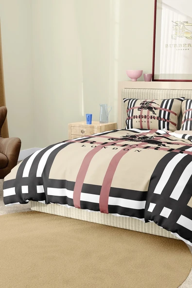 Marka Nevresim Takımı Çift Kişilik Pamuklu Saten Kumaş 6 Parça 3D Dijital Baskı Duvet Cover Set Model No:12 - 7