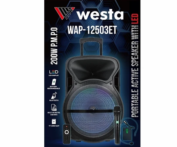 Westa WAP-12503ET 12inc Aktif Portatif Ses Sistemi 200Wat - 2