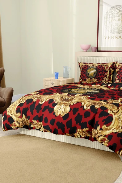 Marka Nevresim Takımı Çift Kişilik Pamuklu Saten Kumaş 6 Parça 3D Dijital Baskı Duvet Cover Set Model No:110 - 6