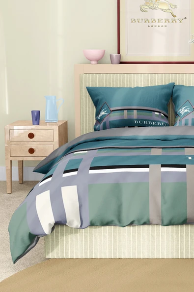 Marka Nevresim Takımı Çift Kişilik Pamuklu Saten Kumaş 6 Parça 3D Dijital Baskı Duvet Cover Set Model No:15 - 5