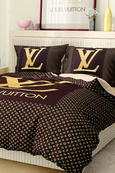 Nevresim Takımı Çift Kişilik Pamuklu Saten Kumaş 6 Parça 3D Dijital Baskı Duvet Cover Set Model No:76 - 7