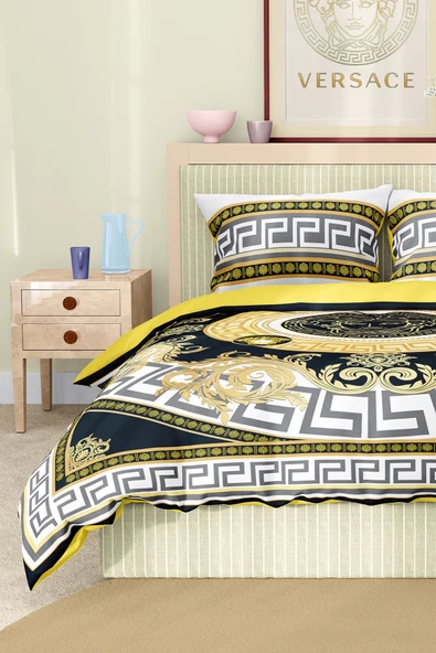 Nevresim Takımı Çift Kişilik Pamuklu Saten Kumaş 6 Parça 3D Dijital Baskı Duvet Cover Set Model No:91 - 5