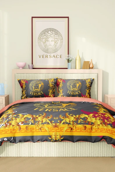 Marka Nevresim Takımı Çift Kişilik Pamuklu Saten Kumaş 6 Parça 3D Dijital Baskı Duvet Cover Set Model No:117 - 2