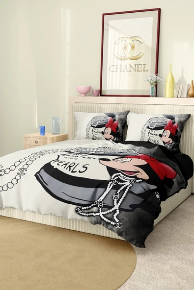 Marka Nevresim Takımı Çift Kişilik Pamuklu Saten Kumaş 6 Parça 3D Dijital Baskı Duvet Cover Set Model No:31