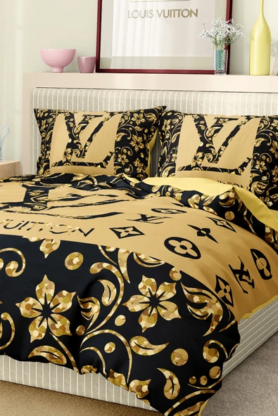 Marka Nevresim Takımı Çift Kişilik Pamuklu Saten Kumaş 6 Parça 3D Dijital Baskı Duvet Cover Set Model No:84 - 6
