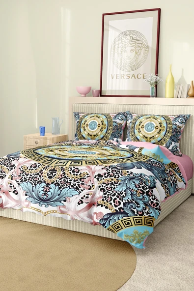 Marka Nevresim Takımı Çift Kişilik Pamuklu Saten Kumaş 6 Parça 3D Dijital Baskı Duvet Cover Set Model No:116