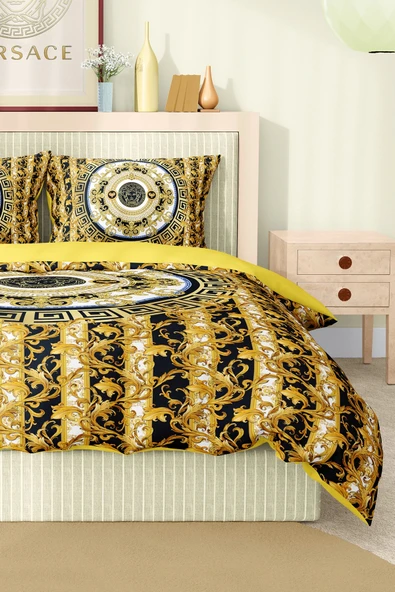 Marka Nevresim Takımı Çift Kişilik Pamuklu Saten Kumaş 6 Parça 3D Dijital Baskı Duvet Cover Set Model No:90 - 3