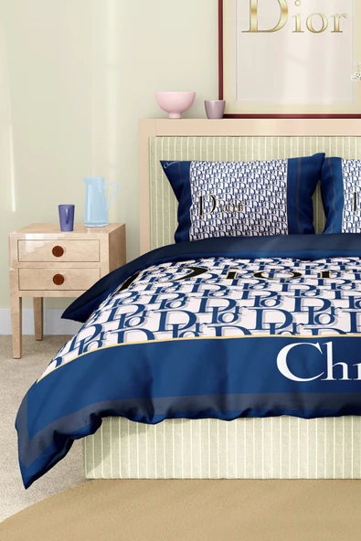 Marka Nevresim Takımı Çift Kişilik Pamuklu Saten Kumaş 6 Parça 3D Dijital Baskı Duvet Cover Set Model No:42 - 4
