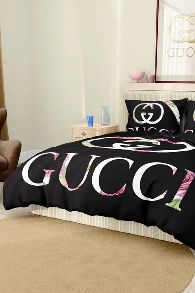 Marka Nevresim Takımı Çift Kişilik Pamuklu Saten Kumaş 6 Parça 3D Dijital Baskı Duvet Cover Set Model No:54 - 7